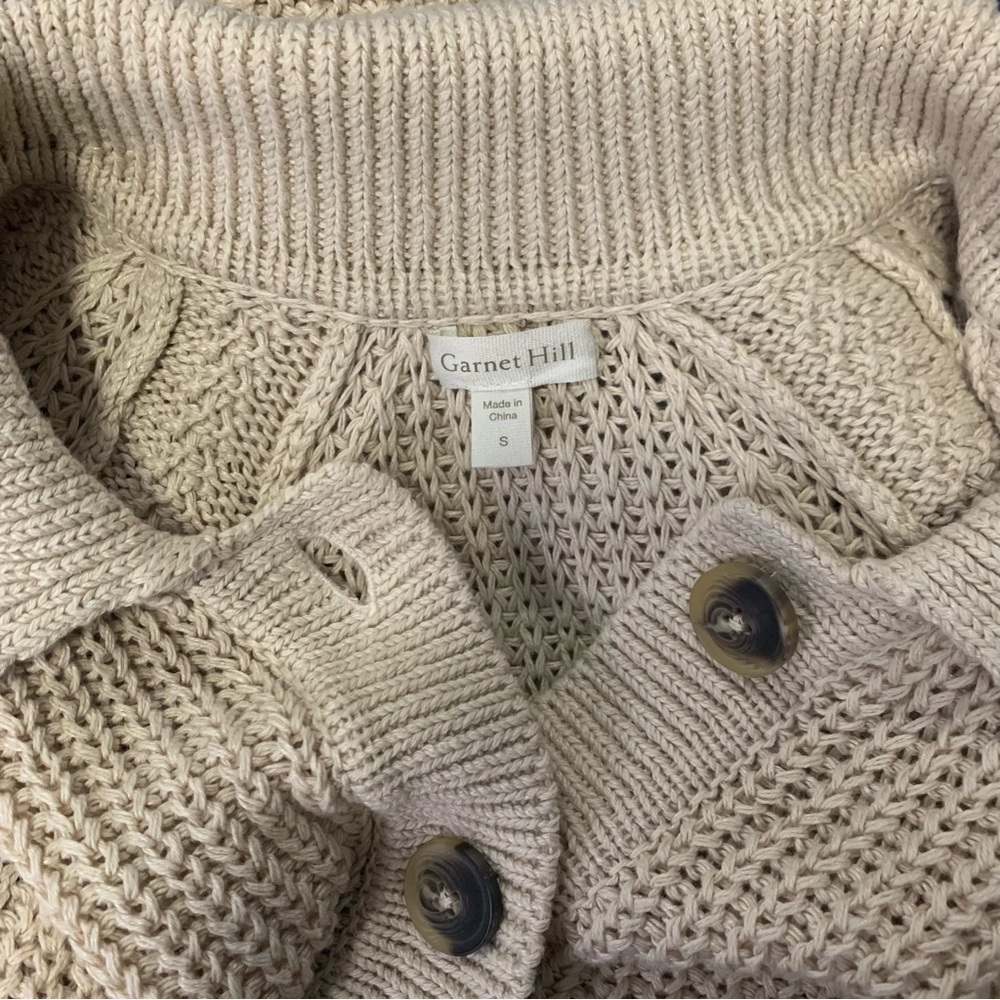 Garnet Hill Cream Chunky Knit Button-Front Cardigan - Picture 10 of 12
